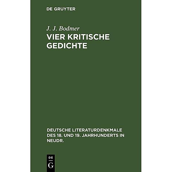 Vier kritische Gedichte, J. J. Bodmer