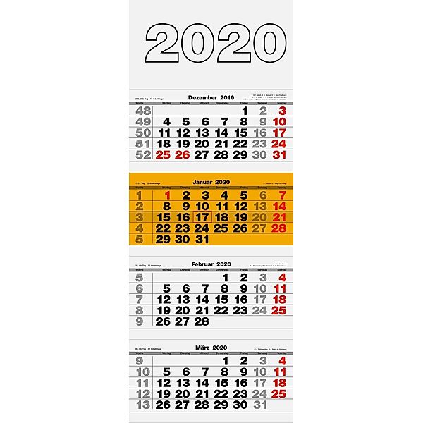 Vier-Monatskalender Quattroplan 2020