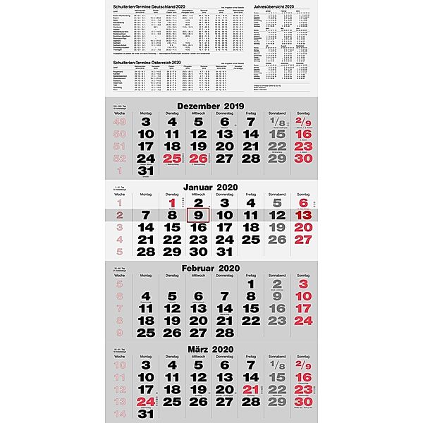 Viermonatskalender quattro 2020