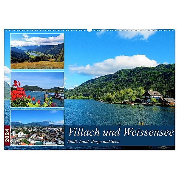 Villach und Weissensee - Stadt, Land, Berge und Seen (Wandkalender 2024 DIN A2 quer), CALVENDO Monatskalender, Martin Gillner