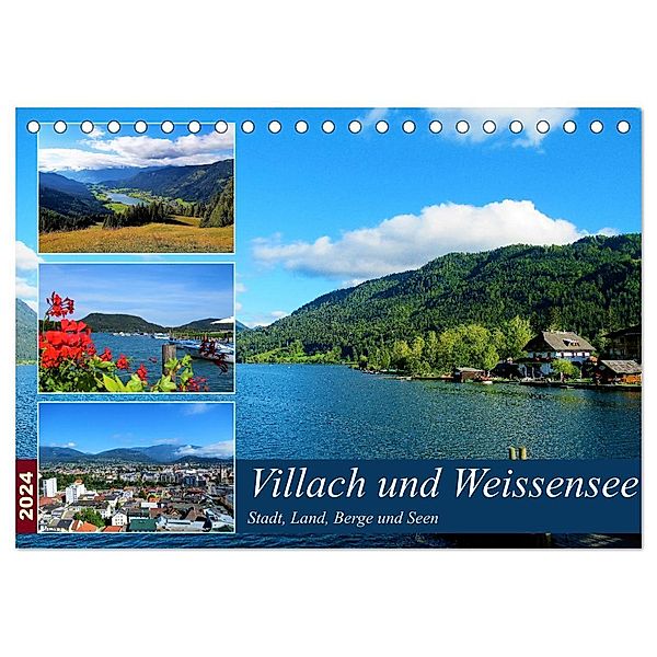 Villach und Weissensee - Stadt, Land, Berge und Seen (Tischkalender 2024 DIN A5 quer), CALVENDO Monatskalender, Martin Gillner