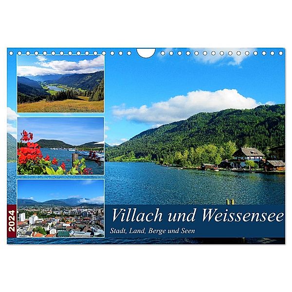 Villach und Weissensee - Stadt, Land, Berge und Seen (Wandkalender 2024 DIN A4 quer), CALVENDO Monatskalender, Martin Gillner