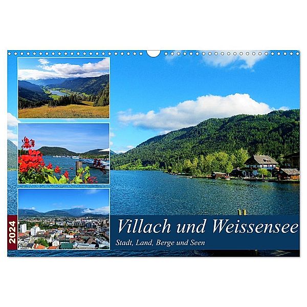 Villach und Weissensee - Stadt, Land, Berge und Seen (Wandkalender 2024 DIN A3 quer), CALVENDO Monatskalender, Martin Gillner