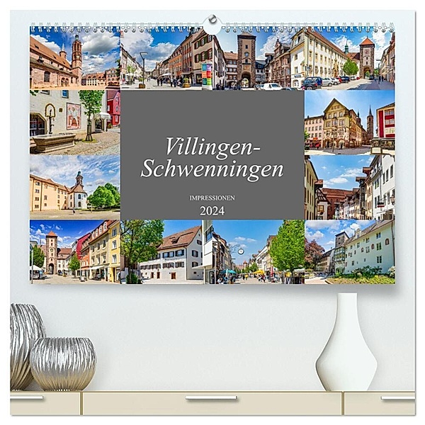 Villingen-Schwenningen Stadtansichten (hochwertiger Premium Wandkalender 2024 DIN A2 quer), Kunstdruck in Hochglanz, Dirk Meutzner