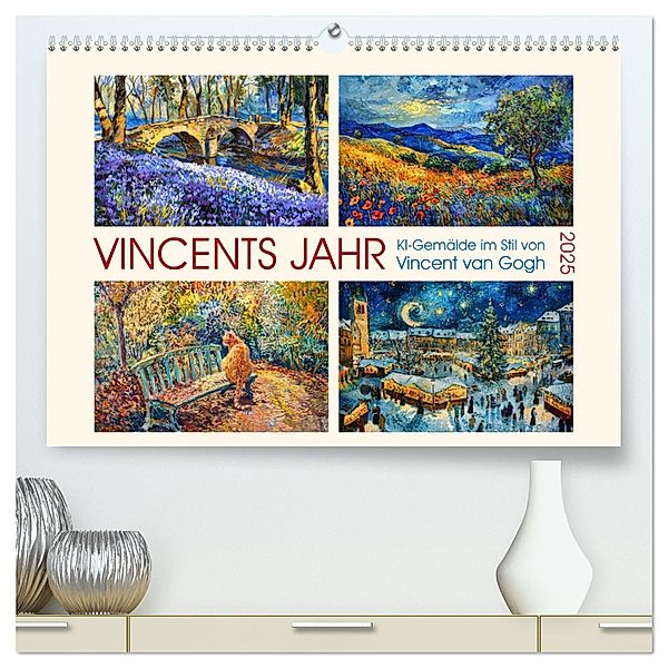 Vincents Jahr (hochwertiger Premium Wandkalender 2025 DIN A2 quer), Kunstdruck in Hochglanz, Calvendo, Sabine Löwer