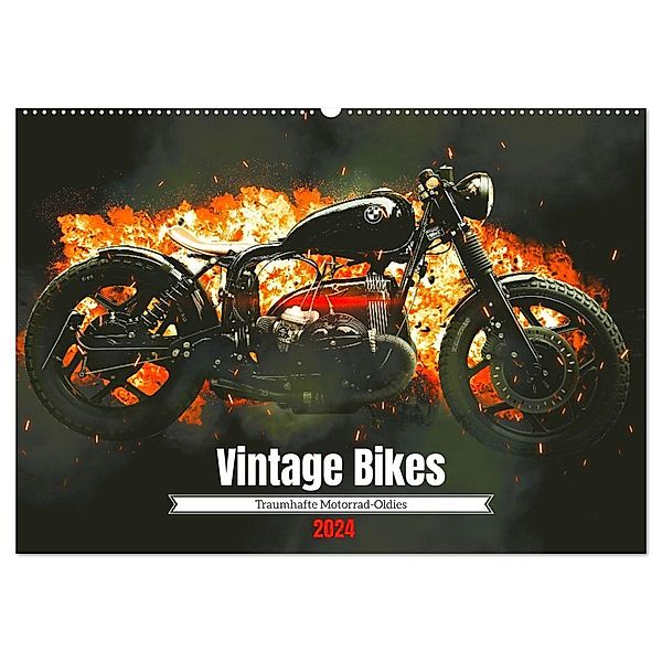 Vintage Bikes. Traumhafte Motorrad-Oldies (Wandkalender 2024 DIN A2 quer), CALVENDO Monatskalender, Rose Hurley