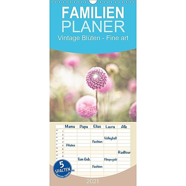 Vintage Blüten - Fine art - Familienplaner hoch (Wandkalender 2021 , 21 cm x 45 cm, hoch)