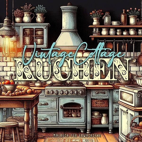 Vintage Cottage Küchen Malbuch für Erwachsene, Monsoon Publishing, Musterstück Grafik