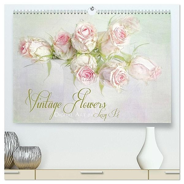 Vintage Flowers (hochwertiger Premium Wandkalender 2024 DIN A2 quer), Kunstdruck in Hochglanz, Lizzy Pe