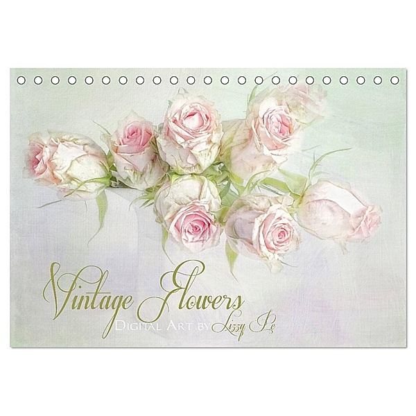 Vintage Flowers (Tischkalender 2024 DIN A5 quer), CALVENDO Monatskalender, Lizzy Pe