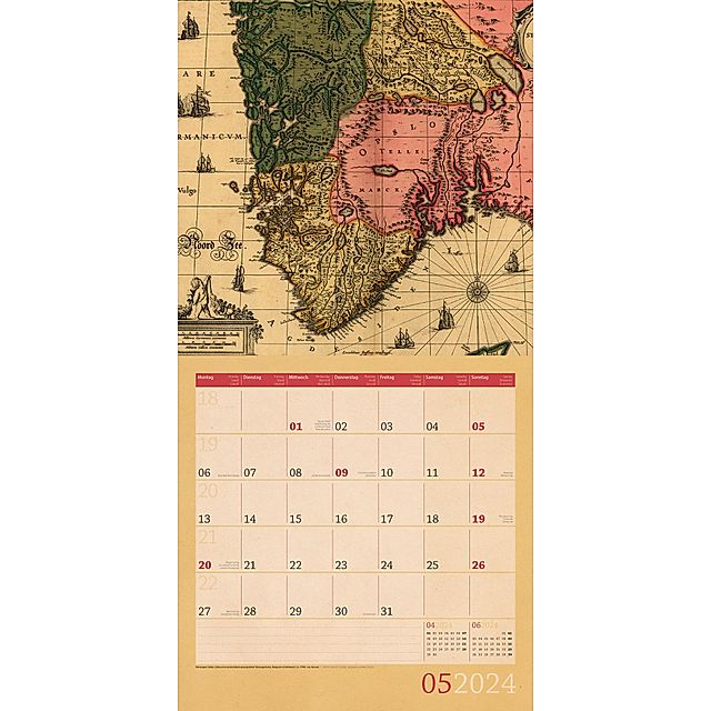 Vintage Maps Kalender 2024 - 30x30 - Kalender bei