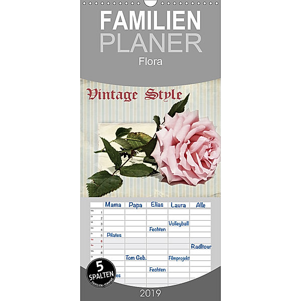 Vintage Style - Familienplaner hoch (Wandkalender 2019 , 21 cm x 45 cm, hoch), Heike Hultsch