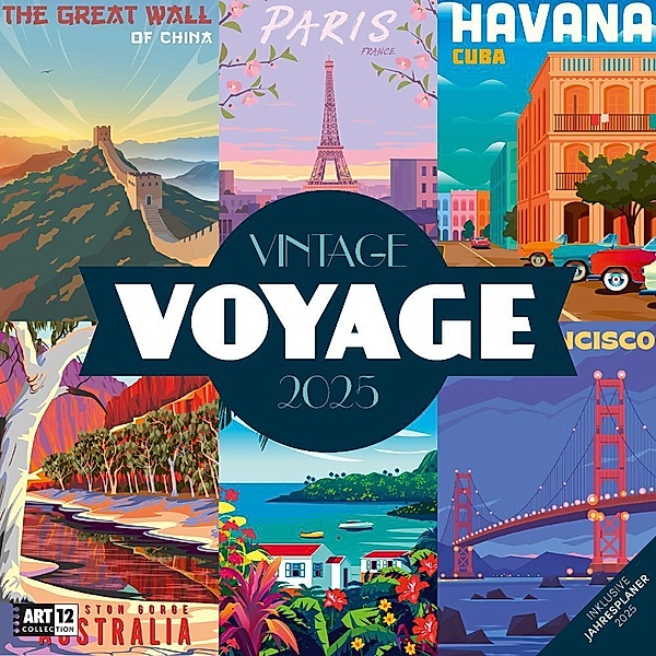 Vintage Voyage - Reiseposter - Kalender 2025 - 30x30, Ackermann Kunstverlag