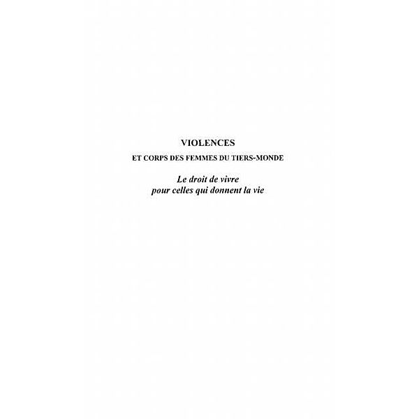 Violences et corps des femmes du tiers-monde / Hors-collection, Des Forts Jacqueline