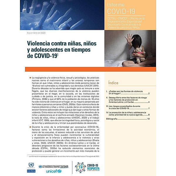 Violencia contra niñas, niños y adolescentes en tiempos de COVID-19 / United Nations