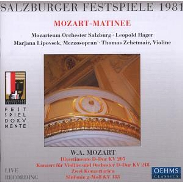 Violinkonzert 4/Sinfonie 25, Zehetmair, Hager, Mozarteum Orchester Salzburg