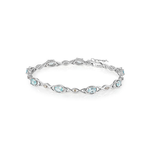 Vira Jewels Armband 925/- Sterling Silber Blautopas beh. 19cm Glänzend 4,206 ct.