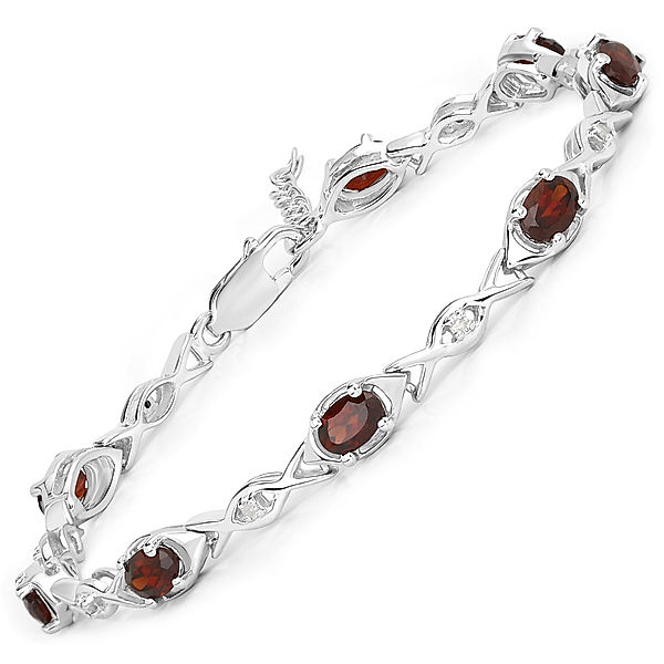 Vira Jewels Armband 925/- Sterling Silber Granat 19cm Glänzend 4,206 ct.