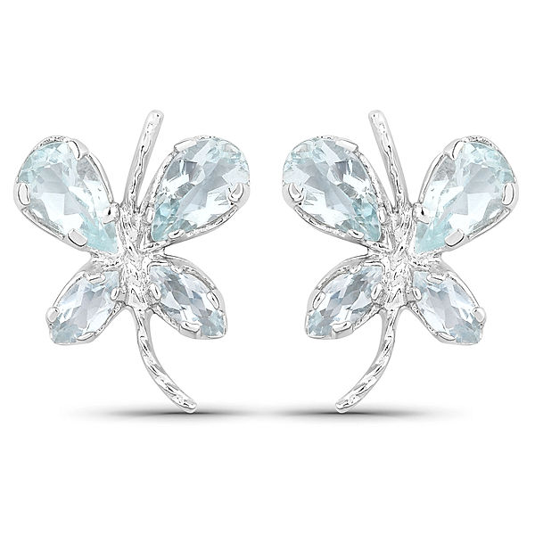 Vira Jewels Ohrstecker 925/- Sterling Silber Aquamarine hellblau 1,2 cm Glänzend 1 ct.