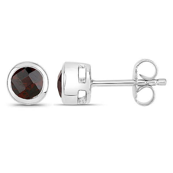 Vira Jewels Ohrstecker 925/- Sterling Silber Granat rot 0,6cm Glänzend 1,1ct.