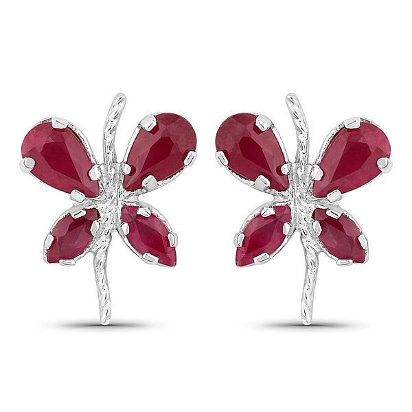 Vira Jewels Ohrstecker 925/- Sterling Silber Rubin rot 1,2 cm Glänzend 1,36 ct.