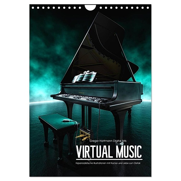 VIRTUAL MUSIC - Musikinstrumente in Hyperrealistischen Illustrationen (Wandkalender 2024 DIN A4 hoch), CALVENDO Monatskalender, Gregor Hartmann