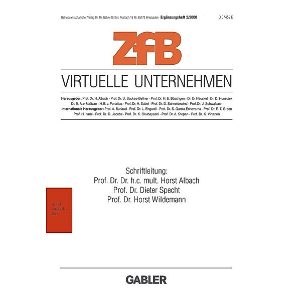 Virtuelle Unternehmen / ZfB Special Issue Bd.2