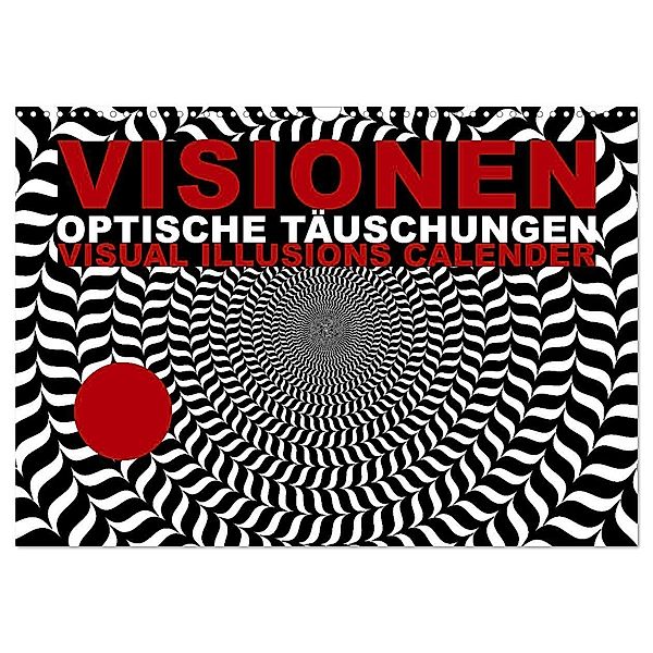 VISIONEN - optische Täuschungen (Wandkalender 2024 DIN A3 quer), CALVENDO Monatskalender, steckandose, dmr