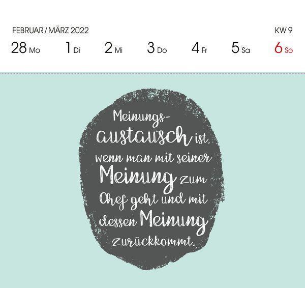 Jede Woche ein neuer Spruch Hochwertiger Wochenkalender für den Schreibtisch Aufstellbarer Typo-Art Postkartenkalender Visual Words Office 2022