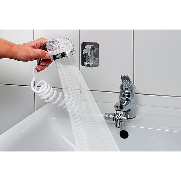 Vital Comfort Waschbecken-Brause mit Spiralschlauch und Wandhalter