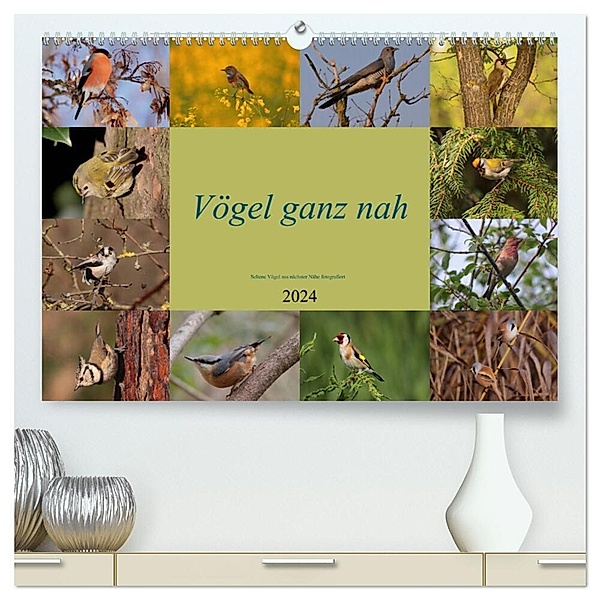 Vögel ganz nah (hochwertiger Premium Wandkalender 2024 DIN A2 quer), Kunstdruck in Hochglanz, Winfried Erlwein