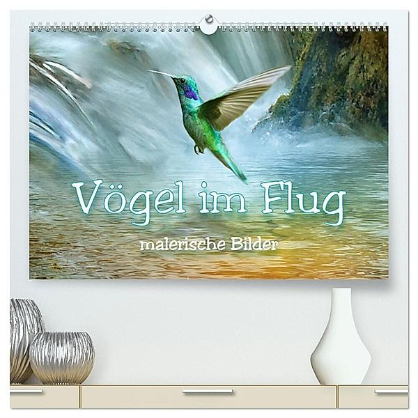 Vögel im Flug - malerische Bilder (hochwertiger Premium Wandkalender 2024 DIN A2 quer), Kunstdruck in Hochglanz, Liselotte Brunner-Klaus