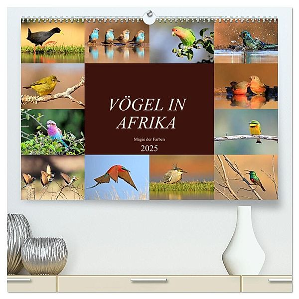 Vögel in Afrika - Magie der Farben (hochwertiger Premium Wandkalender 2025 DIN A2 quer), Kunstdruck in Hochglanz, Calvendo, Michael Herzog