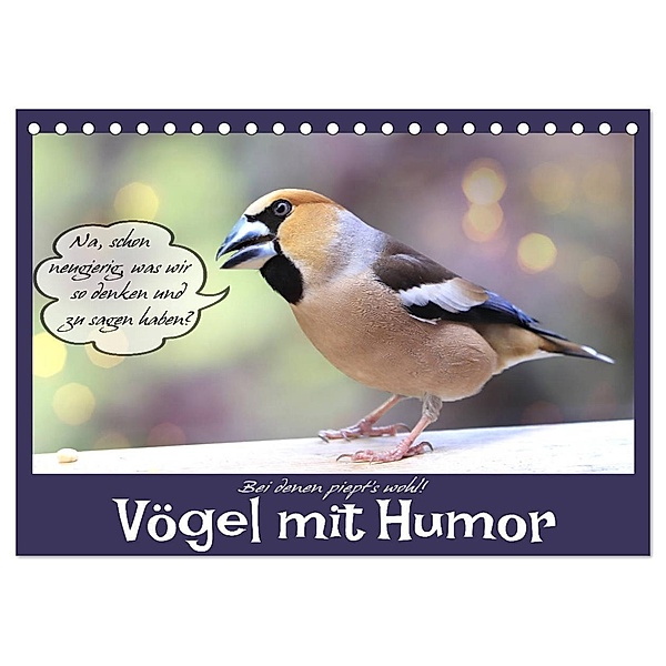 Vögel mit Humor (Tischkalender 2024 DIN A5 quer), CALVENDO Monatskalender, Sabine Löwer