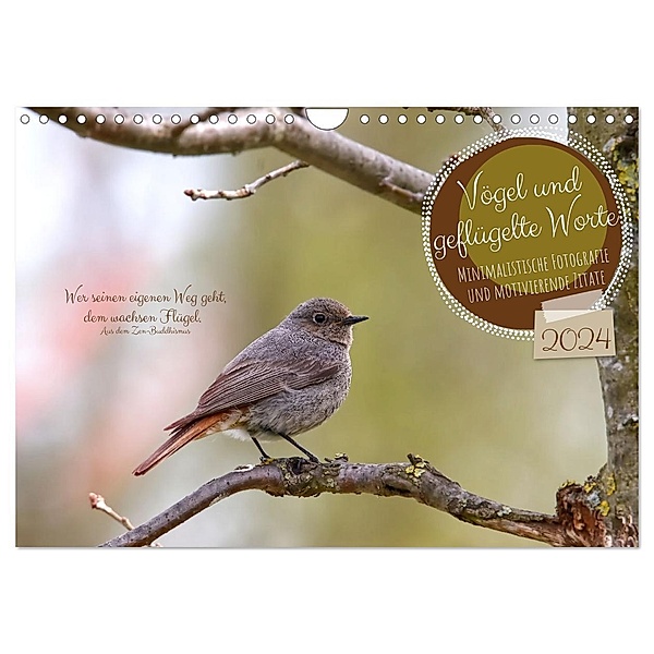 Vögel und geflügelte Worte (Wandkalender 2024 DIN A4 quer), CALVENDO Monatskalender, Sabine Löwer