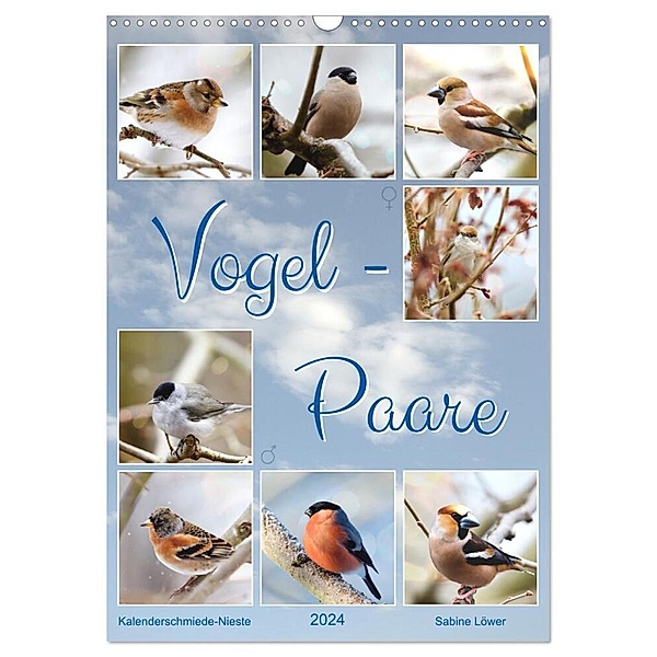Vogel-Paare (Wandkalender 2024 DIN A3 hoch), CALVENDO Monatskalender, Sabine Löwer