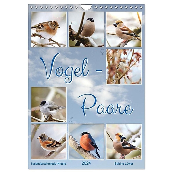 Vogel-Paare (Wandkalender 2024 DIN A4 hoch), CALVENDO Monatskalender, Sabine Löwer