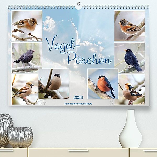 Vogel-Pärchen (Premium, hochwertiger DIN A2 Wandkalender 2023, Kunstdruck in Hochglanz), Sabine Löwer