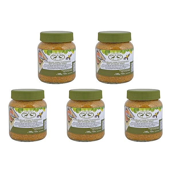 Vogelfutter Erdnussbutter für Wildvögel, kalorienreich, 5 Gläser  á 340 gr.