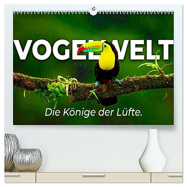 Vogelwelt - Die Könige der Lüfte. (hochwertiger Premium Wandkalender 2024 DIN A2 quer), Kunstdruck in Hochglanz, Happy Monkey