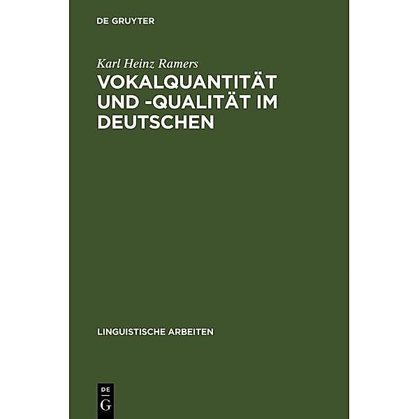 Vokalquantität und -qualität im Deutschen / Linguistische Arbeiten Bd.213, Karl Heinz Ramers