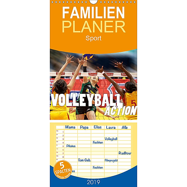 Volleyball Action - Familienplaner hoch (Wandkalender 2019 , 21 cm x 45 cm, hoch), Boris Robert