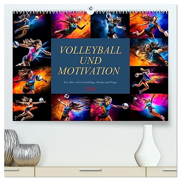Volleyball und Motivation (hochwertiger Premium Wandkalender 2024 DIN A2 quer), Kunstdruck in Hochglanz, Dirk Meutzner