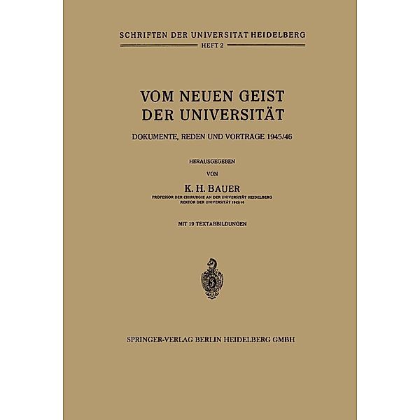 Vom Neuen Geist der Universität / Schriften der Universität Heidelberg Bd.2