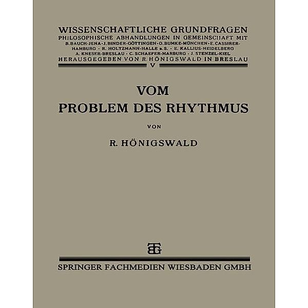 Vom Problem des Rhythmus, Richard Hönigswald