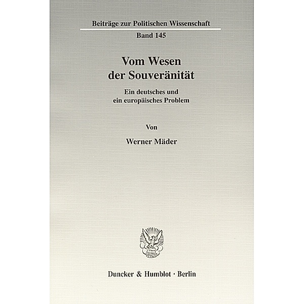 Vom Wesen der Souveränität., Werner Mäder