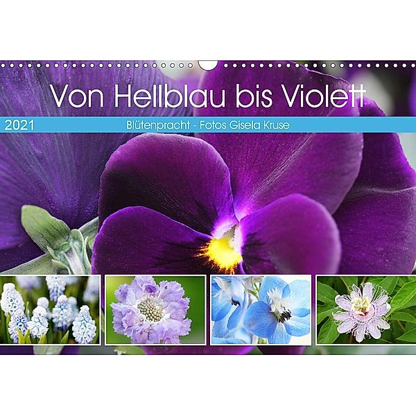 Von Hellblau bis Violett Blütenpracht (Wandkalender 2021 DIN A3 quer), Gisela Kruse