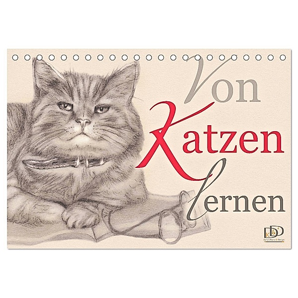 Von Katzen lernen (Tischkalender 2024 DIN A5 quer), CALVENDO Monatskalender, Dany's Kunst & Design