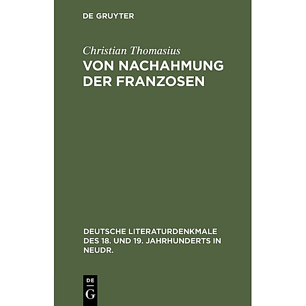 Von Nachahmung der Franzosen, Christian Thomasius