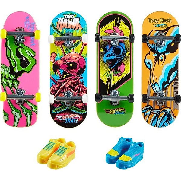 Mattel Von Tony Hawk inspiriertes Hot Wheels Skate Neon Bones Fingerboard und abnehmb